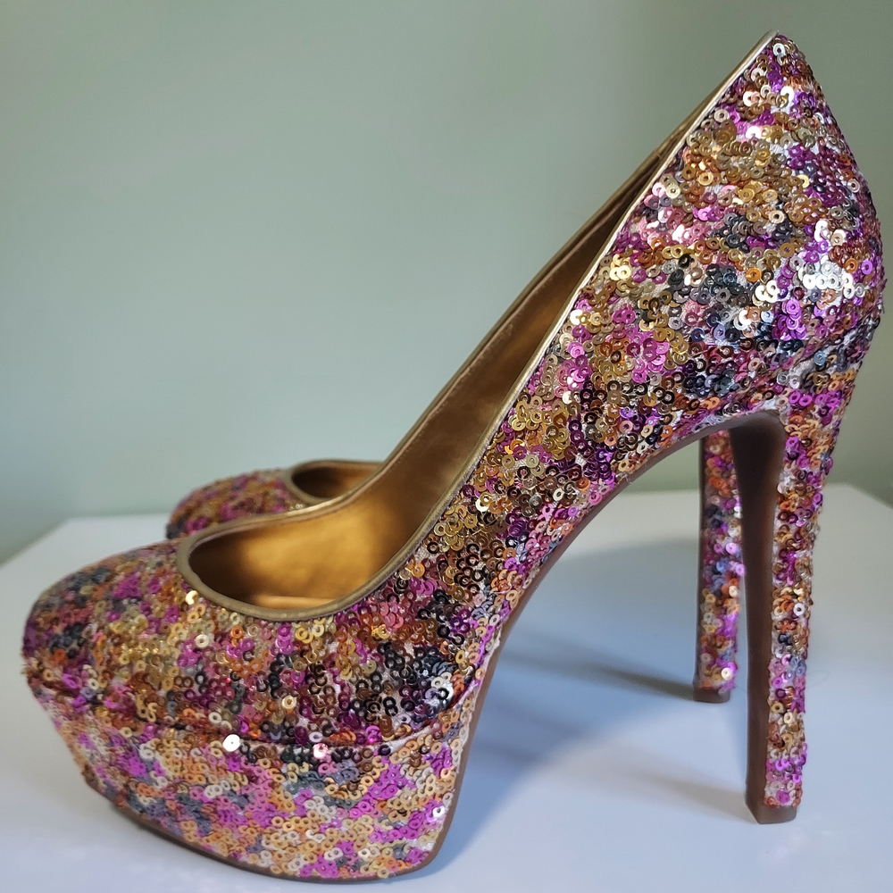 Jessica Simpson Multicolor Sequin Platform Heels